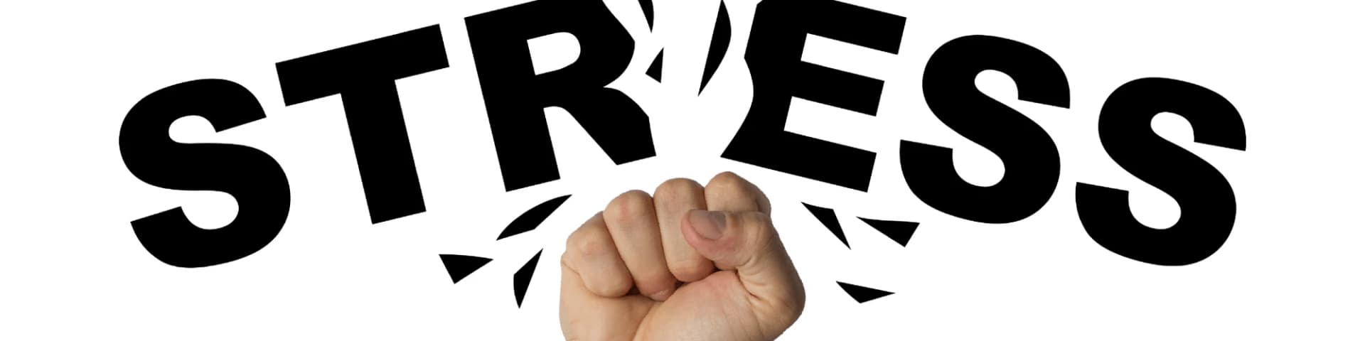 Managing Stress Without Turning to Alcohol A fist breaking the word "stress"