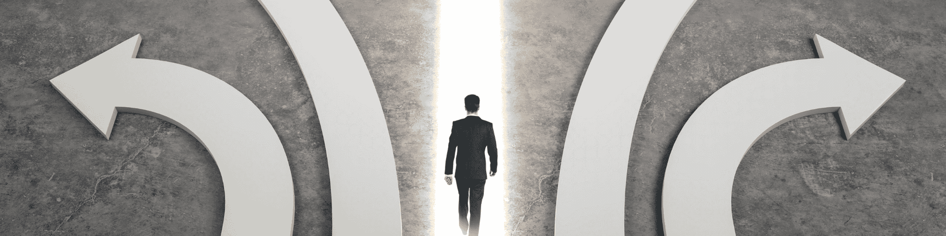 different paths man choosing path