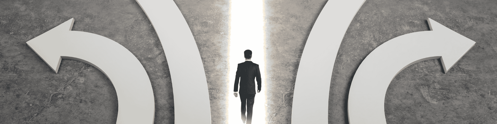 different paths man choosing path