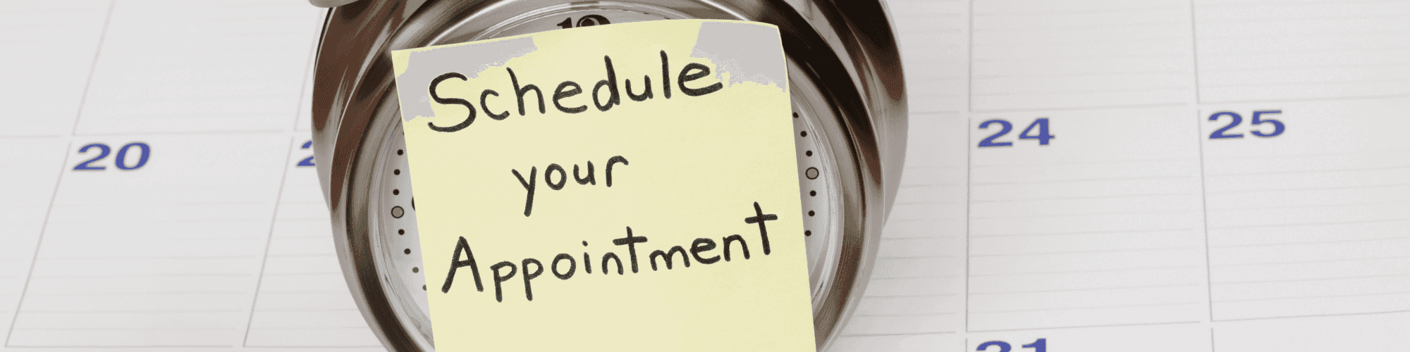 schedule your appoitment clock, reminder paper and calendar